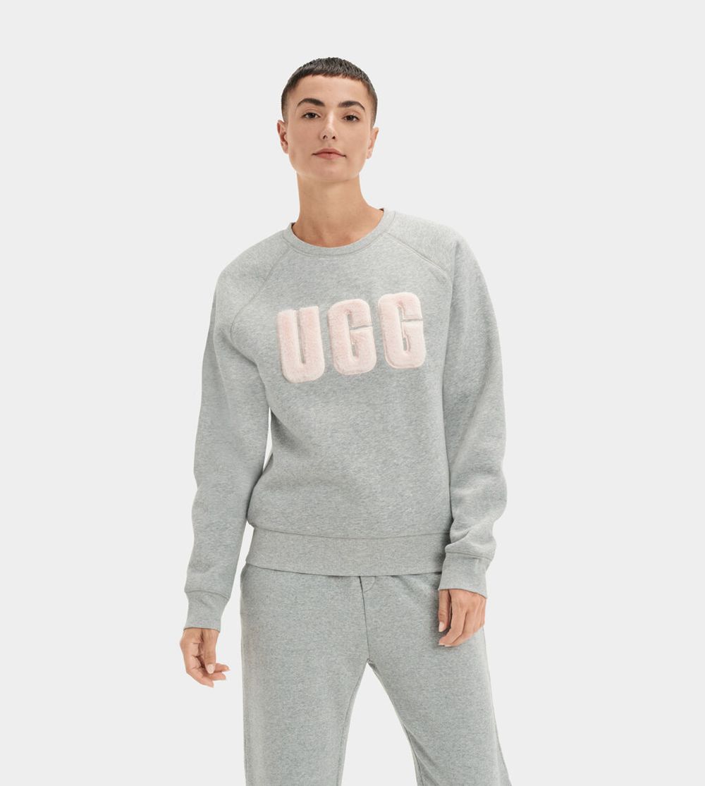 Ugg Sweatshirts Canada - Ugg Women's Madeline Fuzzy Logo Crewneck Grey